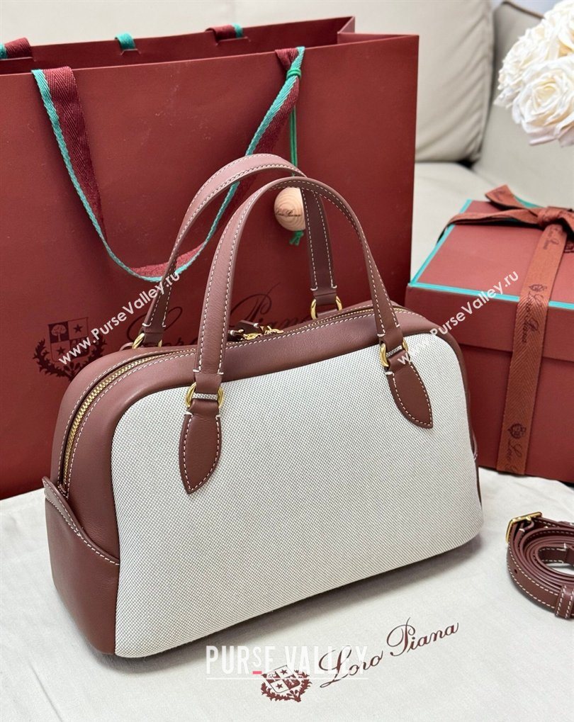 Loro Piana LP Small Needle bag in Canvas and Leather Caramel 2026 (BF-260408082)