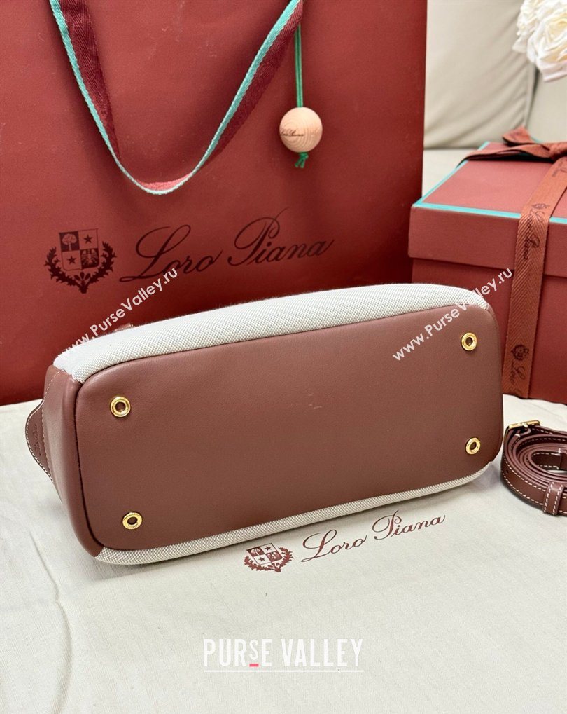 Loro Piana LP Small Needle bag in Canvas and Leather Caramel 2026 (BF-260408082)