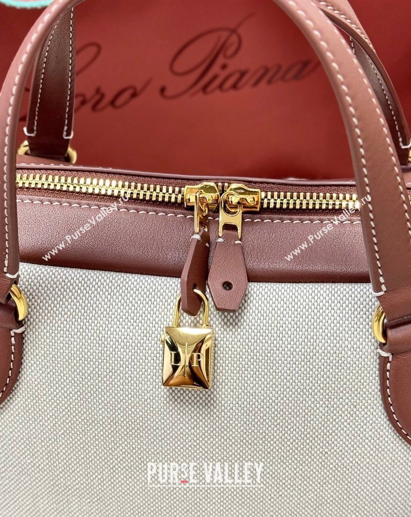 Loro Piana LP Small Needle bag in Canvas and Leather Caramel 2026 (BF-260408082)