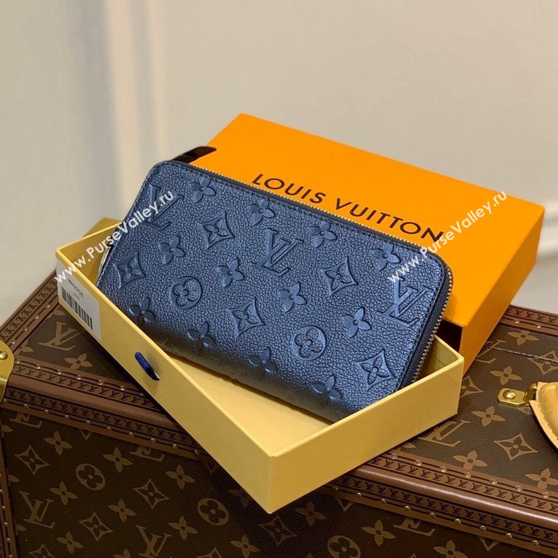 Louis Vuitton Zippy Wallet in Shimmering Navy Blue Embossed Grained Leather M80958 2021 (KI-21112721)