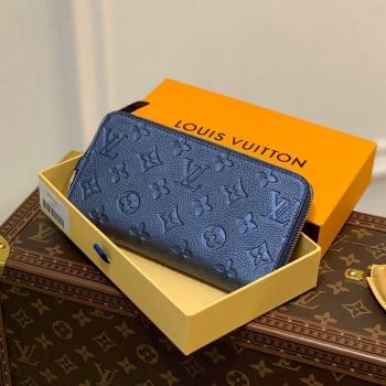 Louis Vuitton Zippy Wallet in Shimmering Navy Blue Embossed Grained Leather M80958 2021 (KI-21112721)