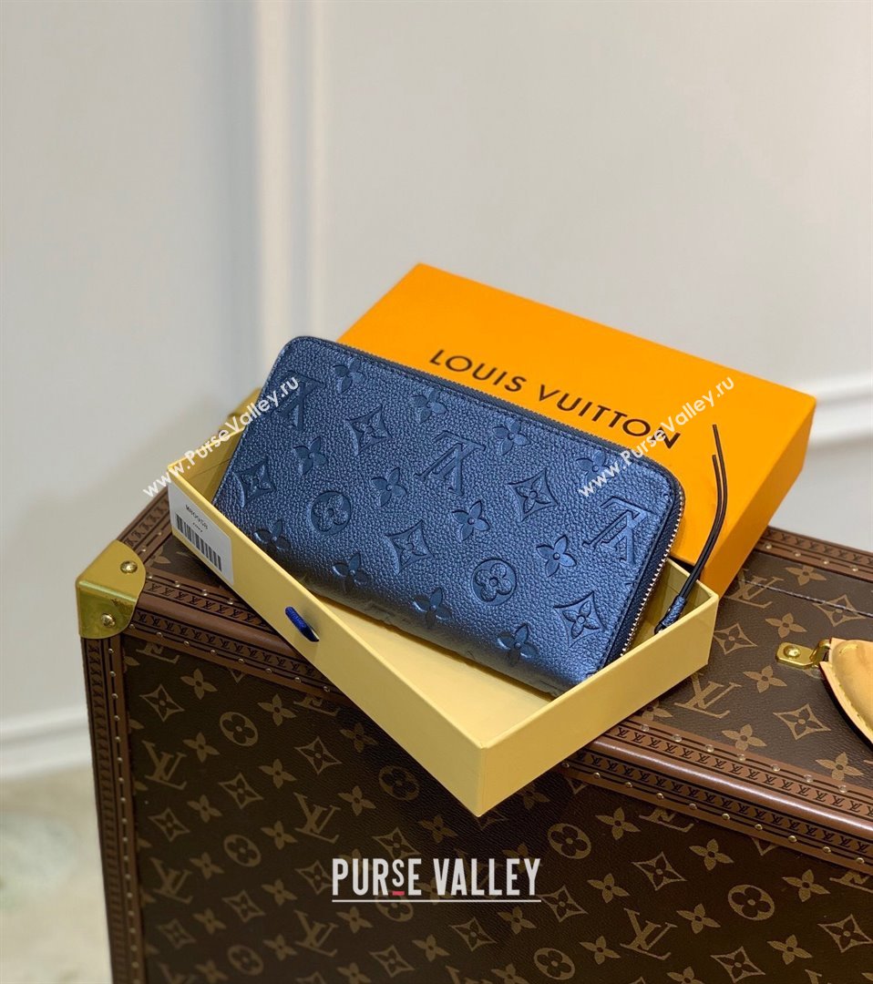 Louis Vuitton Zippy Wallet in Shimmering Navy Blue Embossed Grained Leather M80958 2021 (KI-21112721)