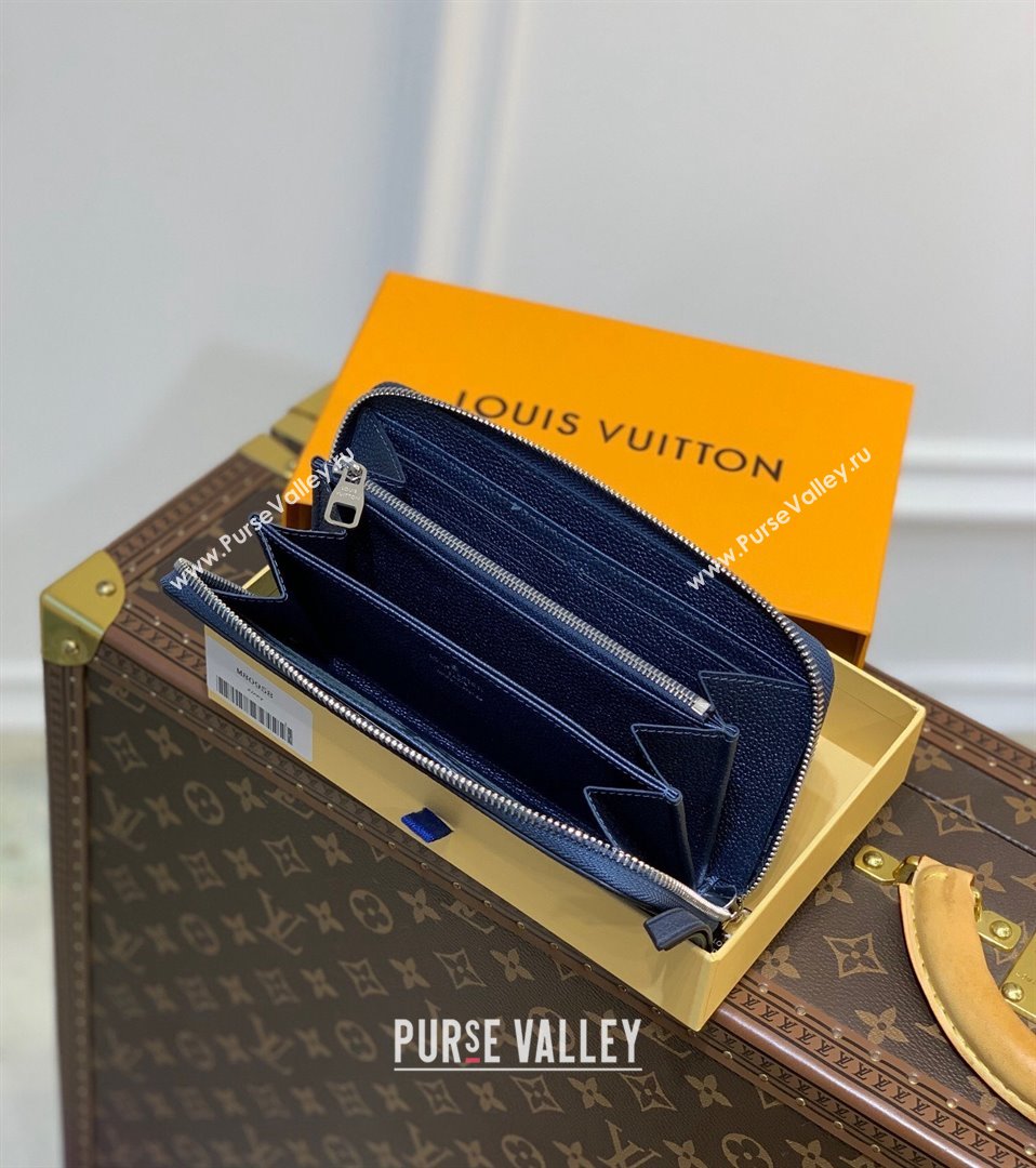 Louis Vuitton Zippy Wallet in Shimmering Navy Blue Embossed Grained Leather M80958 2021 (KI-21112721)