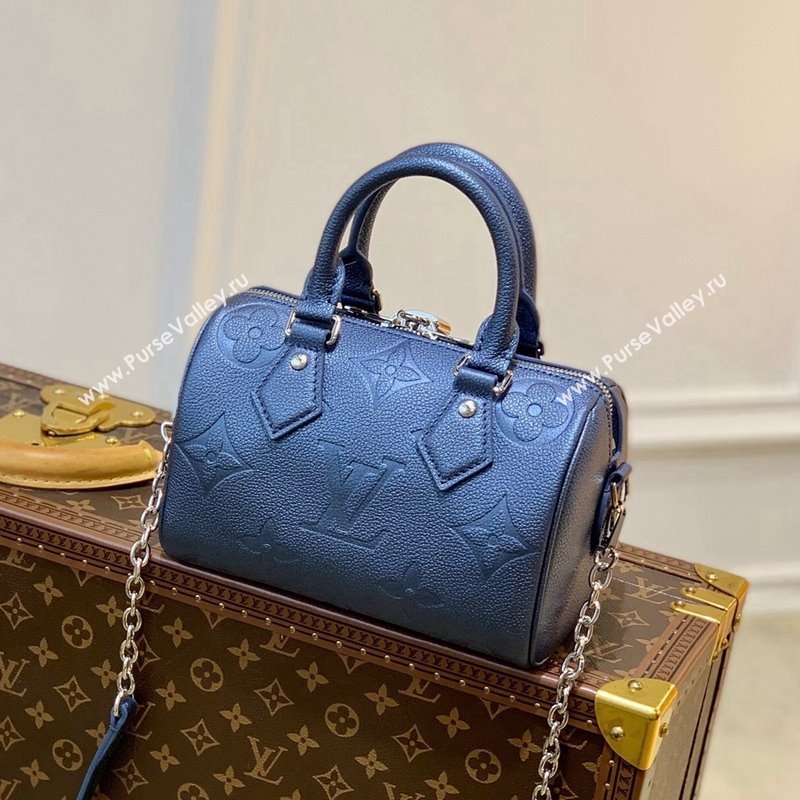 Louis Vuitton Speedy Bandoulière 20 Bag in Shimmering Navy Blue Embossed Grained Leather M58958 2021 (KI-21112724)