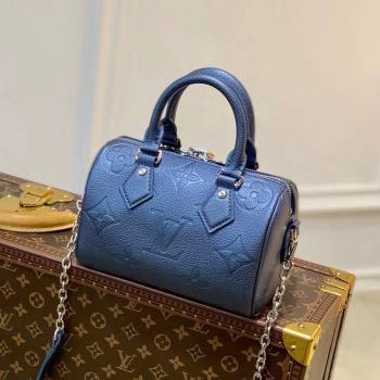 Louis Vuitton Speedy Bandoulière 20 Bag in Shimmering Navy Blue Embossed Grained Leather M58958 2021 (KI-21112724)