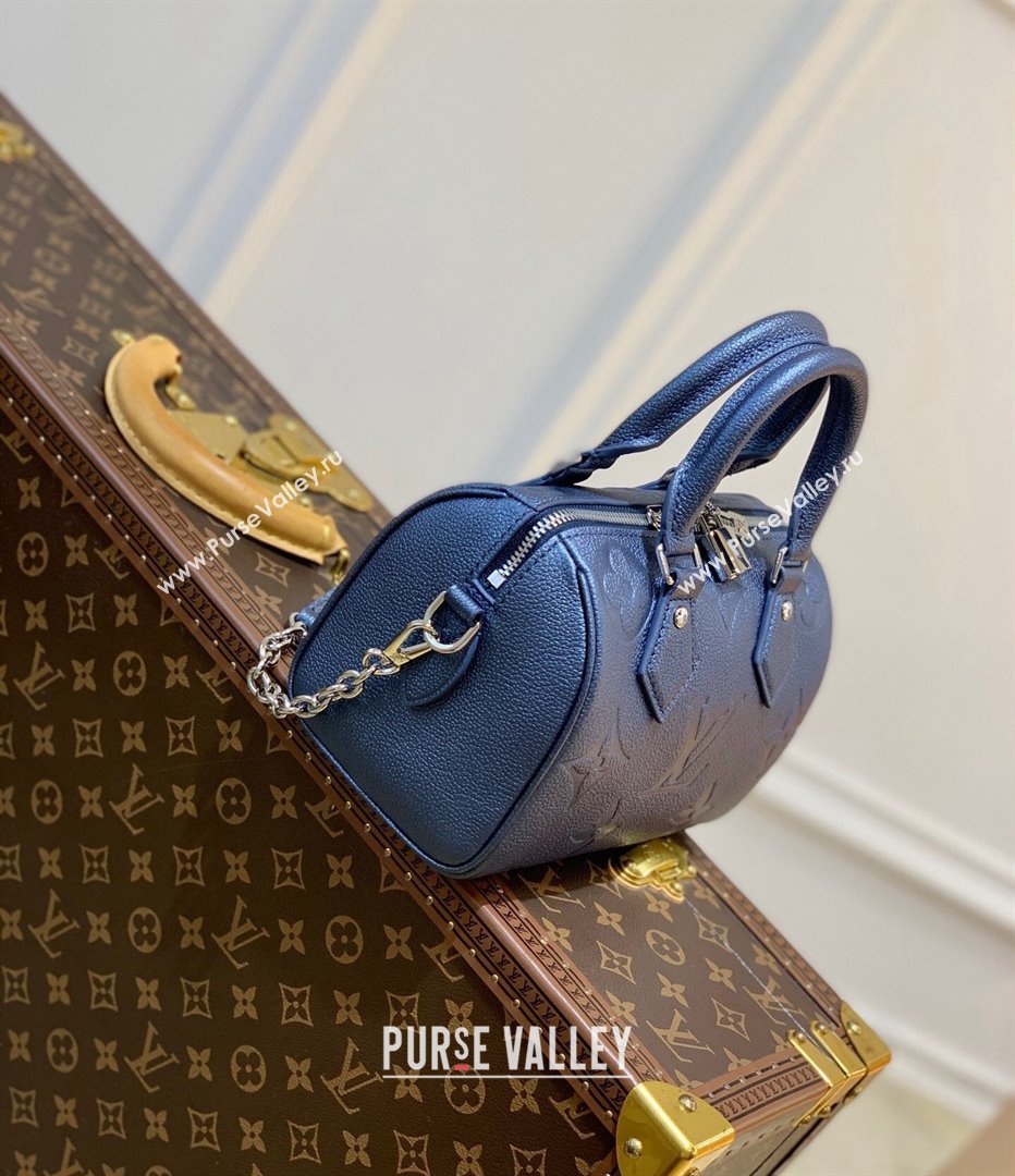Louis Vuitton Speedy Bandoulière 20 Bag in Shimmering Navy Blue Embossed Grained Leather M58958 2021 (KI-21112724)