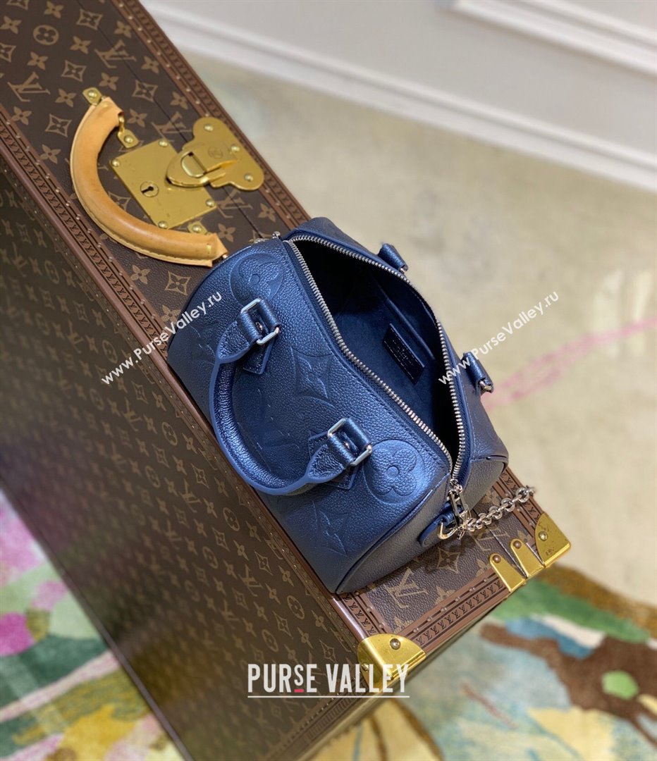 Louis Vuitton Speedy Bandoulière 20 Bag in Shimmering Navy Blue Embossed Grained Leather M58958 2021 (KI-21112724)