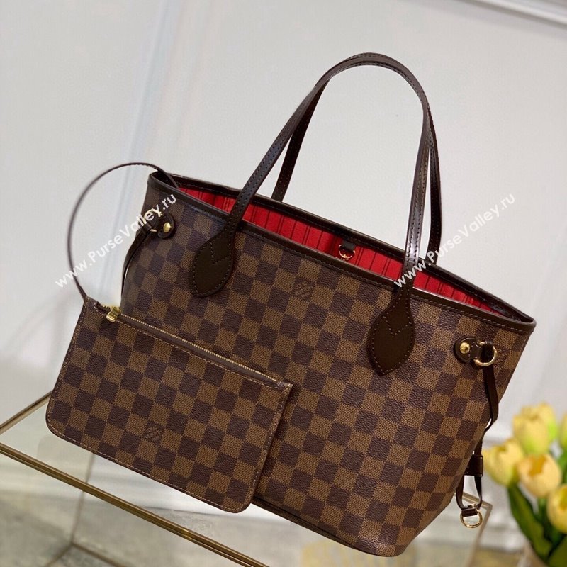 Louis Vuitton Neverfull PM Tote Bag N41359 Damier Ebene Canvas/Red 2025 (KI-250212013)