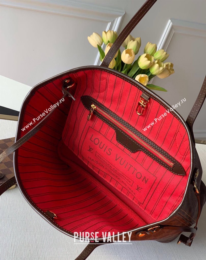 Louis Vuitton Neverfull PM Tote Bag N41359 Damier Ebene Canvas/Red 2025 (KI-250212013)