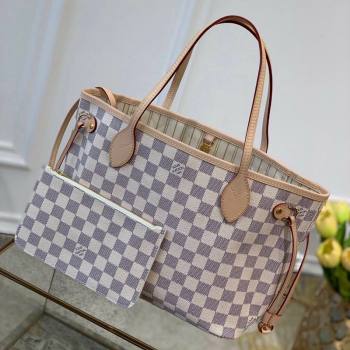Louis Vuitton Neverfull PM Tote Bag N41362 Damier Azur Canvas/Light Beige 2025 (KI-250212010)