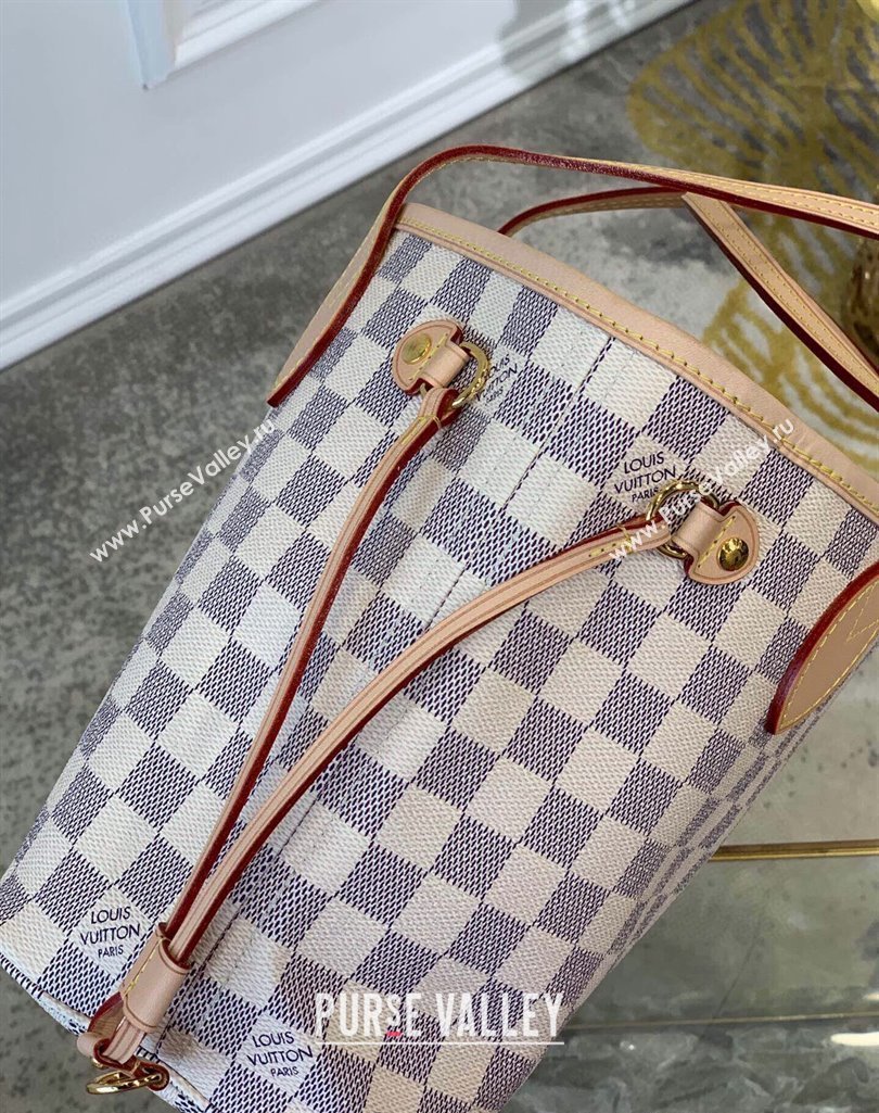 Louis Vuitton Neverfull PM Tote Bag N41362 Damier Azur Canvas/Light Beige 2025 (KI-250212010)