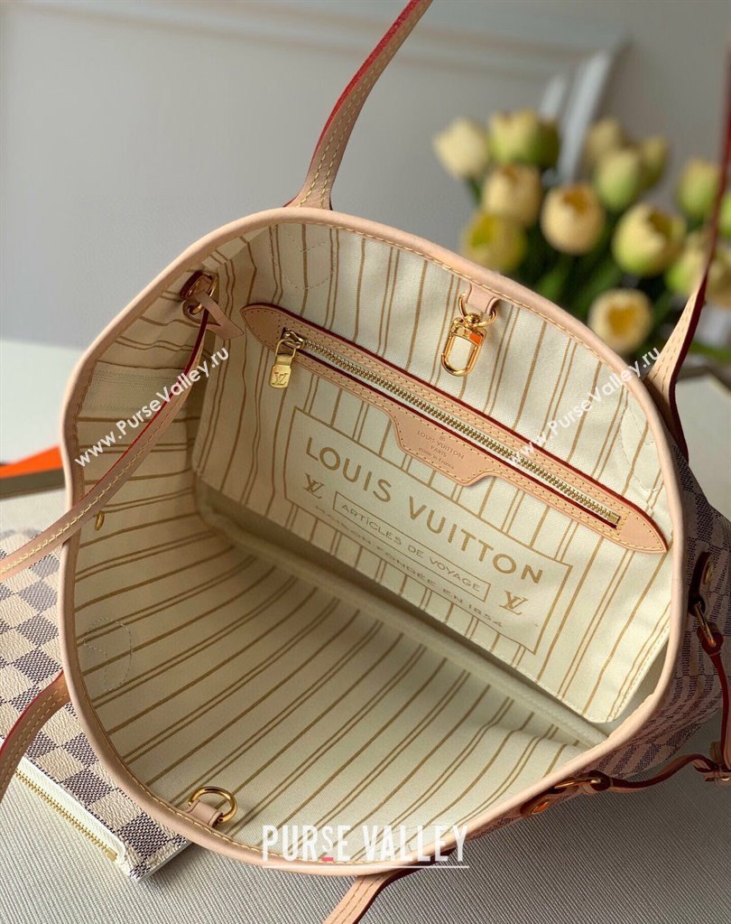 Louis Vuitton Neverfull PM Tote Bag N41362 Damier Azur Canvas/Light Beige 2025 (KI-250212010)
