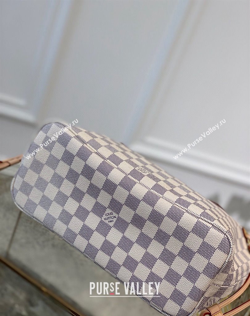 Louis Vuitton Neverfull PM Tote Bag N41362 Damier Azur Canvas/Pink 2025 (KI-250212011)