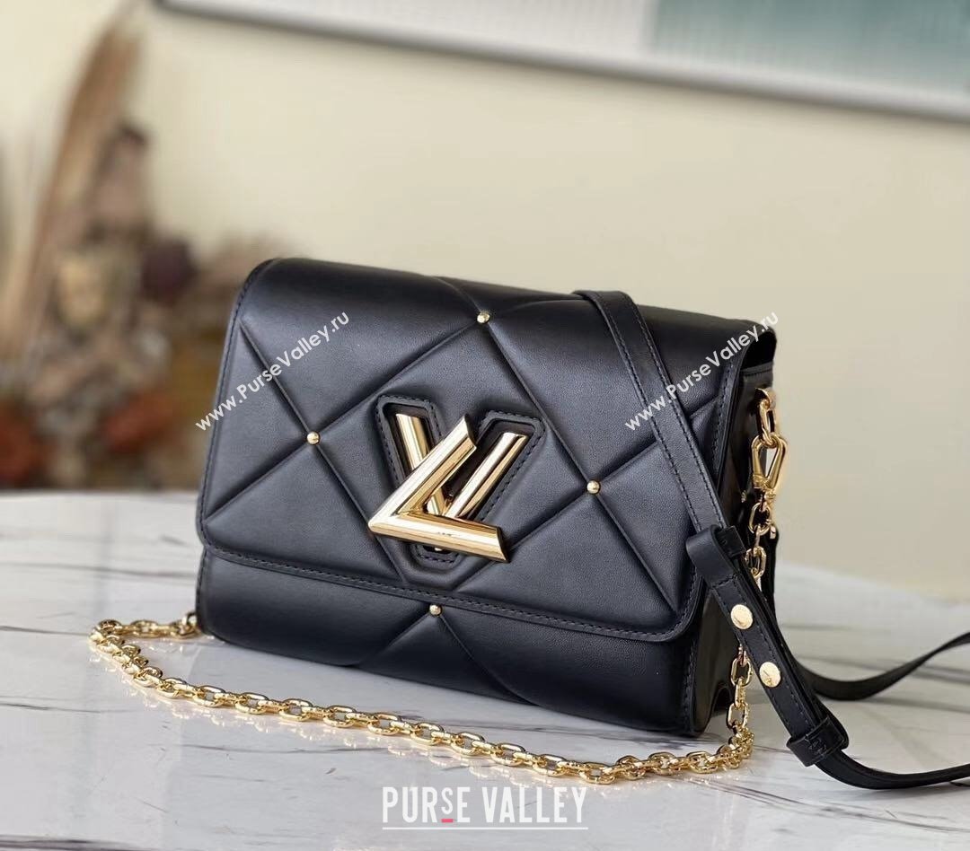 Louis Vuitton Twist MM Bag in Stud Quilted Lambskin Leather M59029 Black 2022 (KI-22012018)