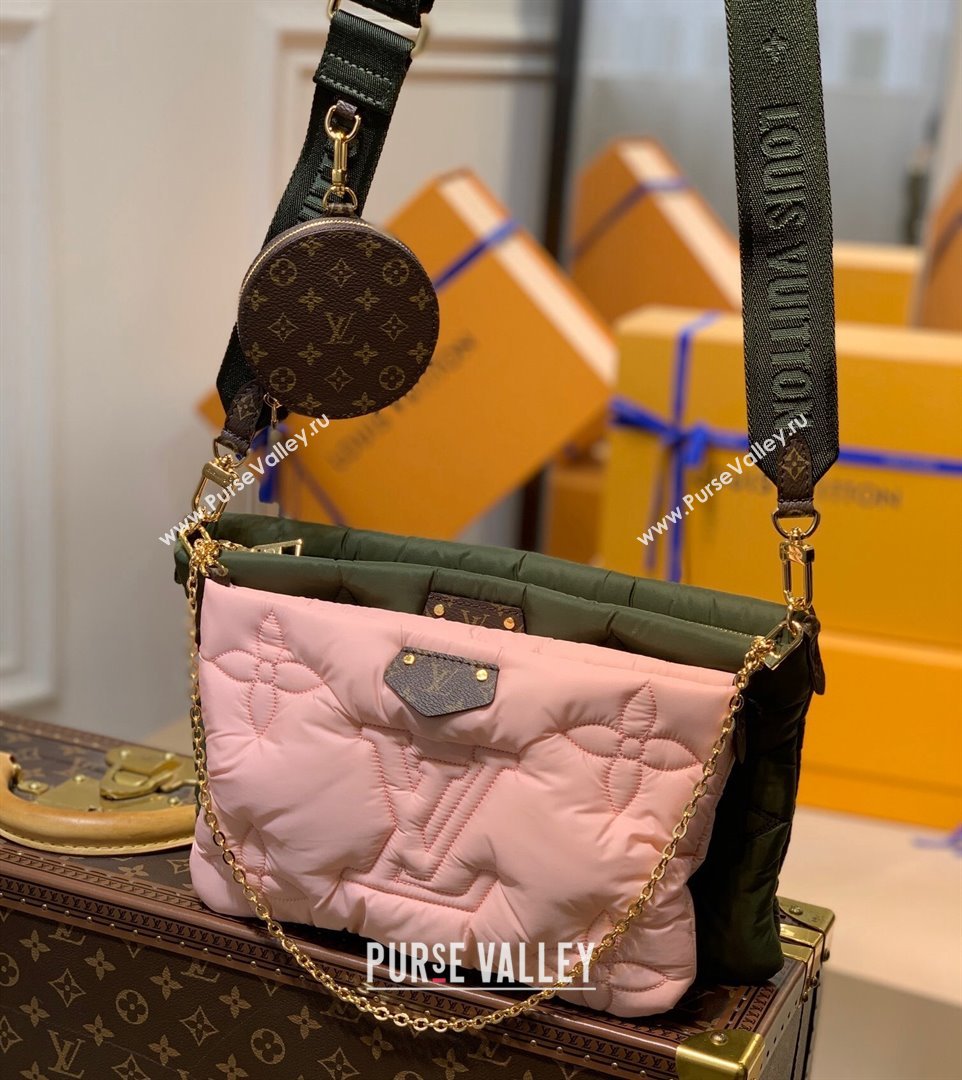 Louis Vuitton Maxi Multi Pochette Accessoires Shoulder Bag in Padded Nylon M58977 Green/Beige 2022 (KI-22012019)