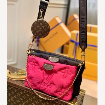 Louis Vuitton Maxi Multi Pochette Accessoires Shoulder Bag in Padded Nylon M58980 Black/Fuchsia Pink 2022 (KI-22012020)