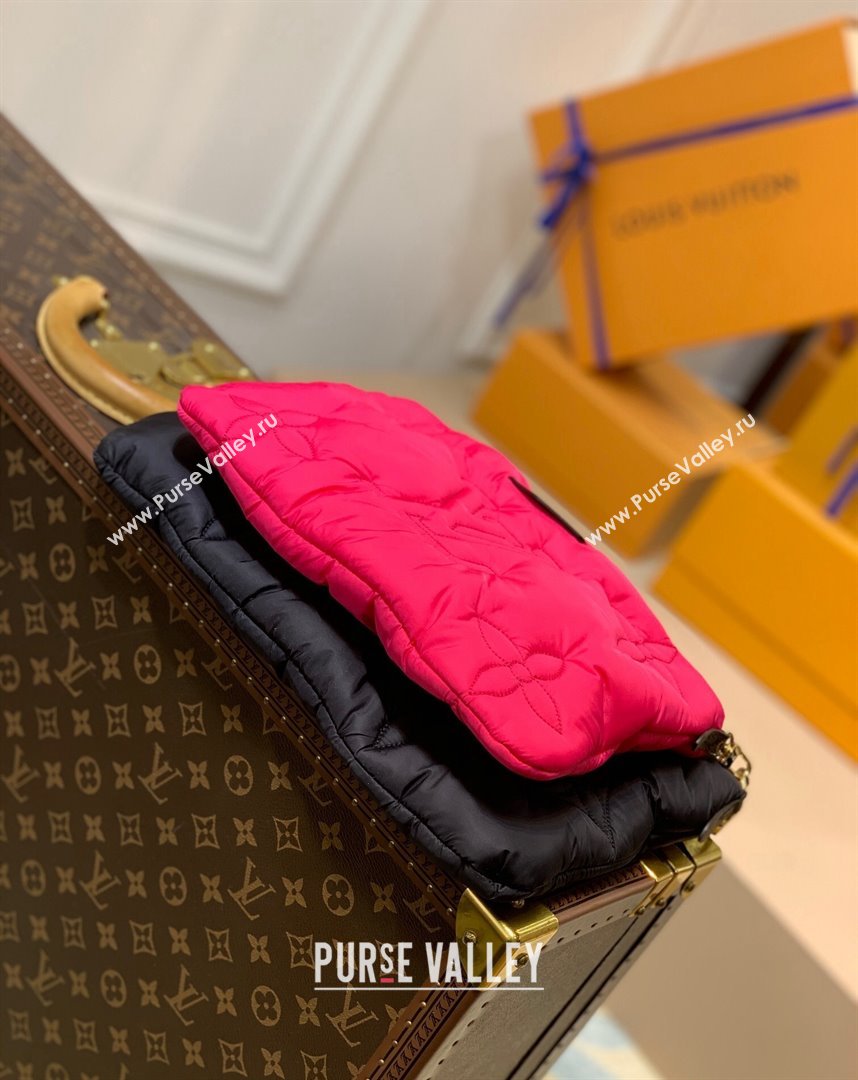 Louis Vuitton Maxi Multi Pochette Accessoires Shoulder Bag in Padded Nylon M58980 Black/Fuchsia Pink 2022 (KI-22012020)