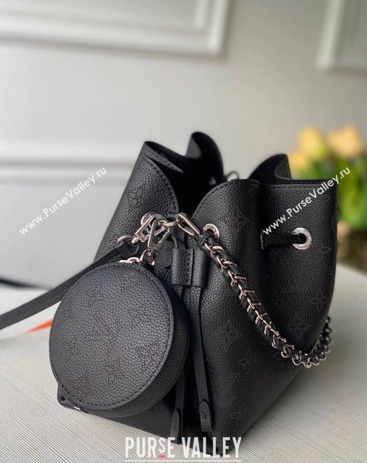 Louis Vuitton Mahina Monogram Perforated Bella Bucket Bag M57070 Black Leather 2025 (KI-250121018)