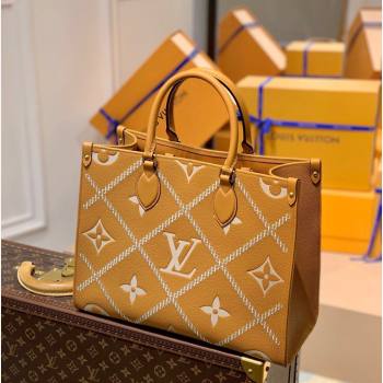 Louis Vuitton Onthego MM Tote Bag in Embroidered Quilted Leather M46015 Arizona Brown 2022 (KI-22012002)