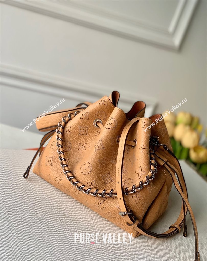 Louis Vuitton Mahina Monogram Perforated Bella Bucket Bag M59369 Clay Brown 2025 (KI-250121015)
