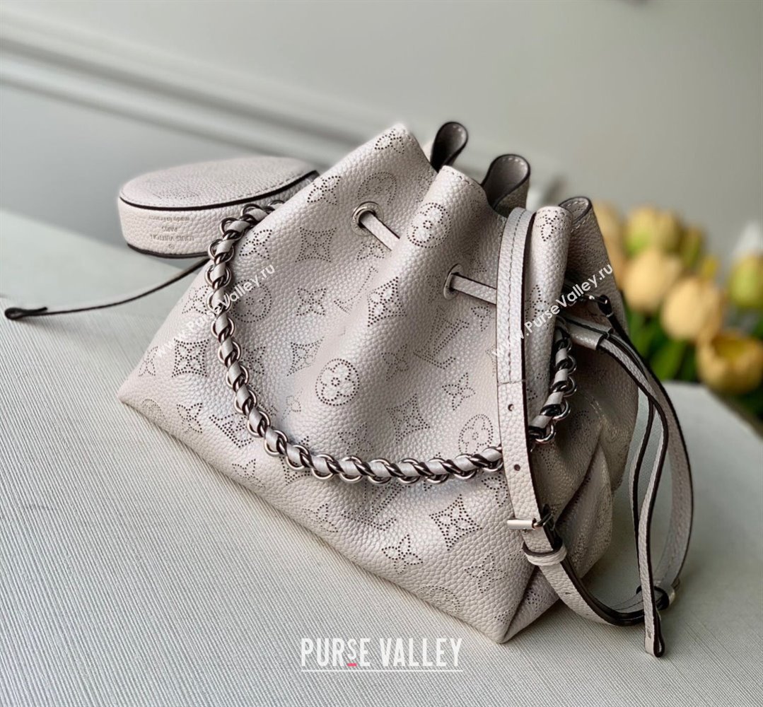 Louis Vuitton Mahina Monogram Perforated Bella Bucket Bag M57070 Light Grey 2022 (KI-22012023)