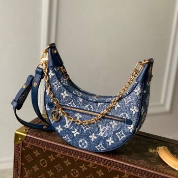 Louis Vuitton Loop Hobo Bag in Faded Denim Jacquard M81166 Navy Blue 2022 (KI-22030108)