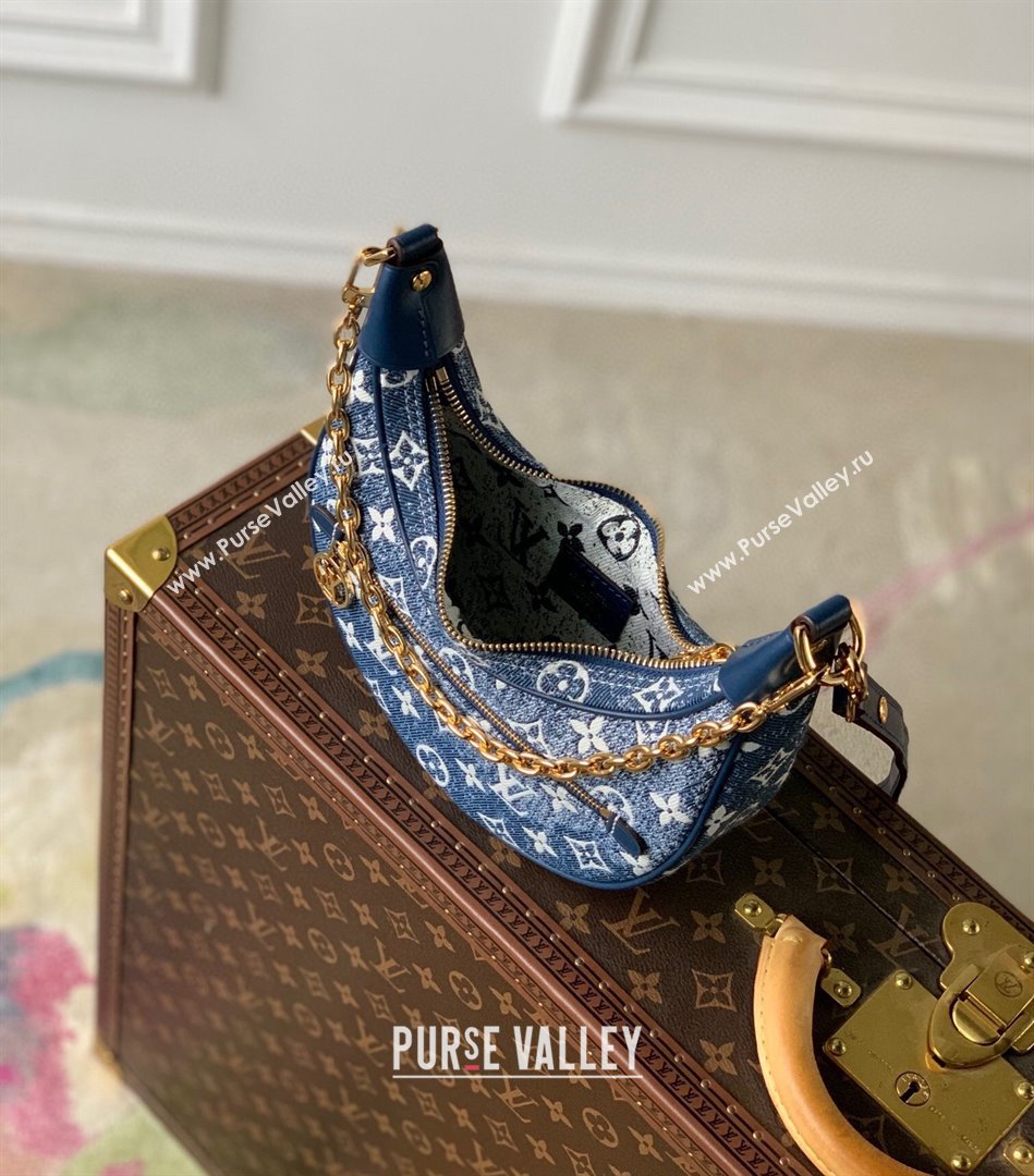 Louis Vuitton Loop Hobo Bag in Faded Denim Jacquard M81166 Navy Blue 2022 (KI-22030108)