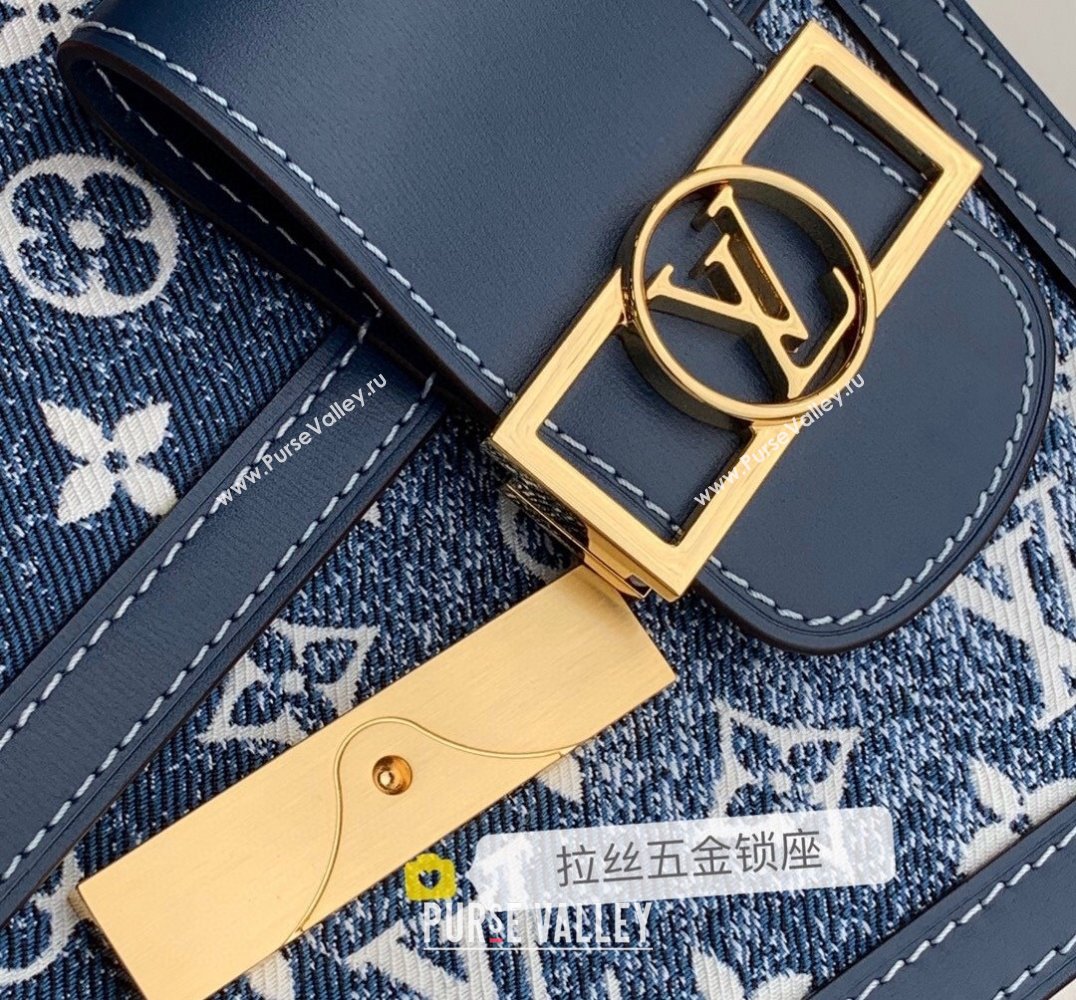 Louis Vuitton Dauphine MM Handbag in Faded Denim Jacquard M59631 Navy Blue 2022 (KI-22030109)