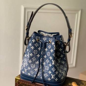 Louis Vuitton Petite Noe Bucket Bag in Faded Denim Jacquard M59606 Navy Blue 2022 (KI-22030110)