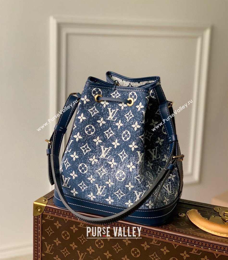 Louis Vuitton Petite Noe Bucket Bag in Faded Denim Jacquard M59606 Navy Blue 2022 (KI-22030110)