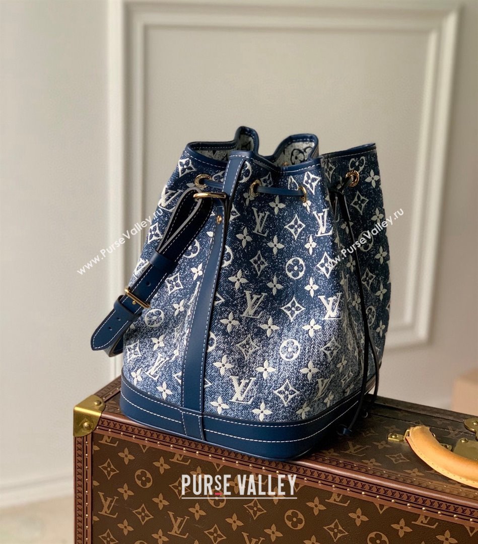 Louis Vuitton Petite Noe Bucket Bag in Faded Denim Jacquard M59606 Navy Blue 2022 (KI-22030110)