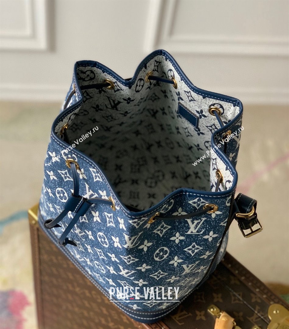 Louis Vuitton Petite Noe Bucket Bag in Faded Denim Jacquard M59606 Navy Blue 2022 (KI-22030110)