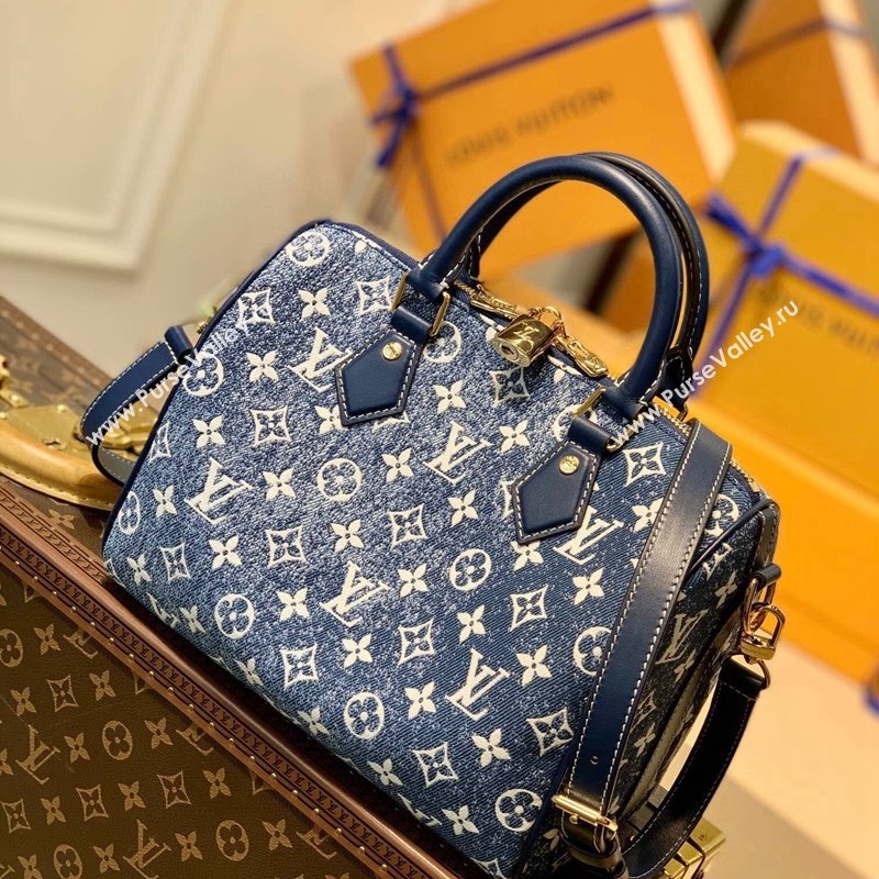 Louis Vuitton Speedy Bandoulière 25 Bag in Faded Denim Jacquard M59609 Navy Blue 2022 (KI-22030111)