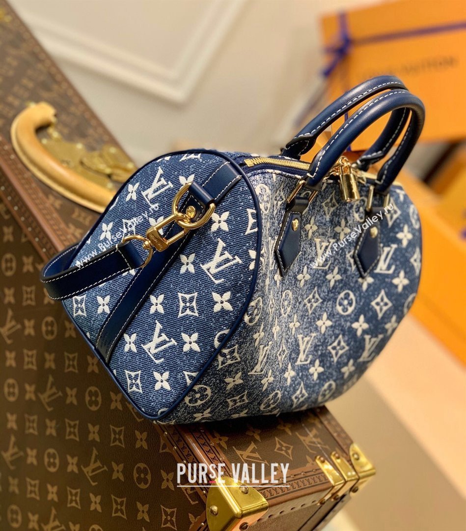 Louis Vuitton Speedy Bandoulière 25 Bag in Faded Denim Jacquard M59609 Navy Blue 2022 (KI-22030111)