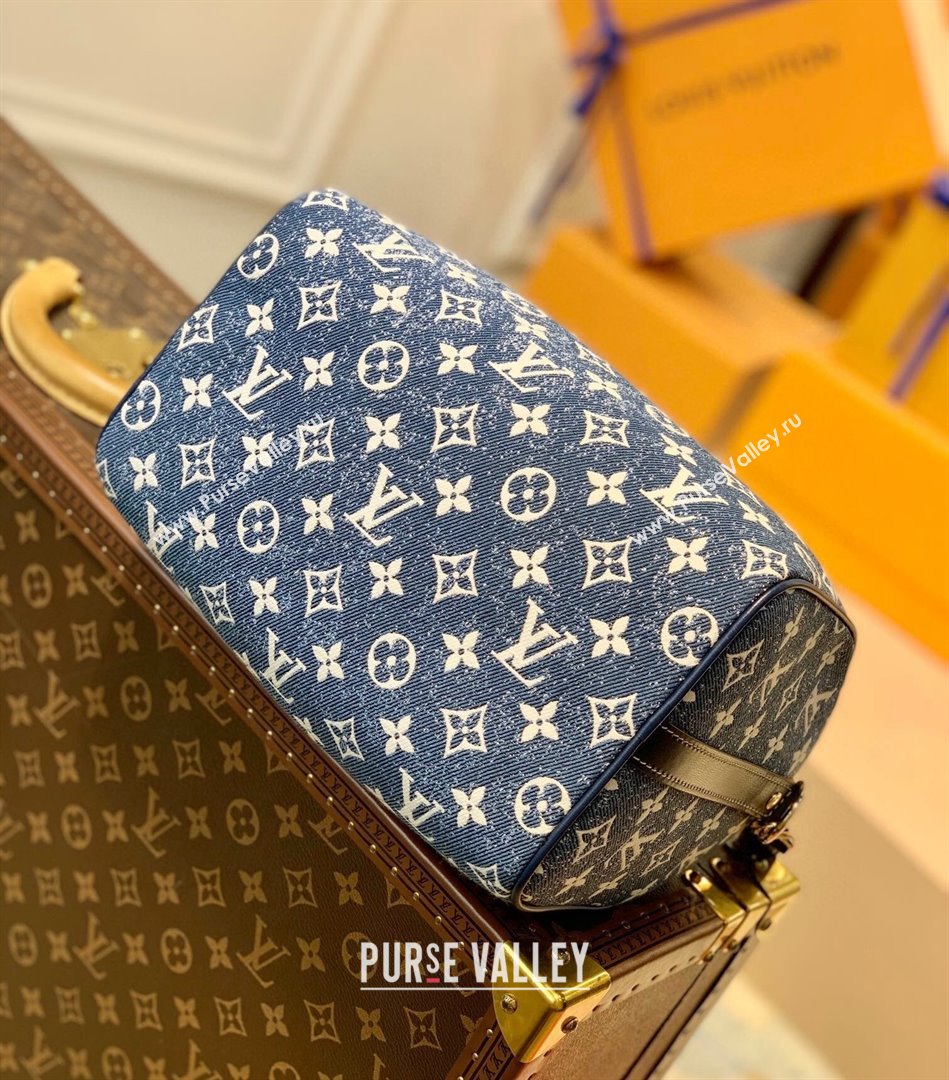Louis Vuitton Speedy Bandoulière 25 Bag in Faded Denim Jacquard M59609 Navy Blue 2022 (KI-22030111)