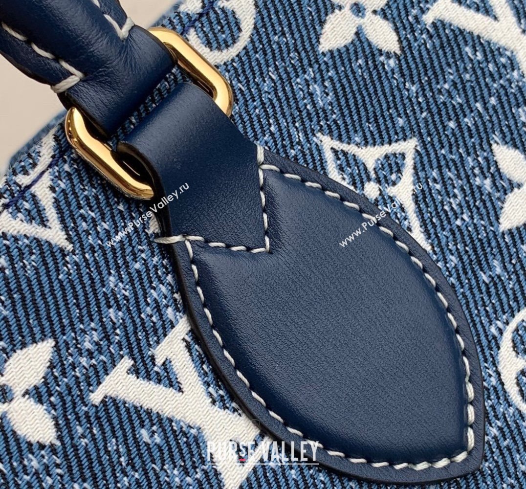 Louis Vuitton Onthego MM Tote Bag in Faded Denim Jacquard M59608 Navy Blue 2022 (KI-22030112)