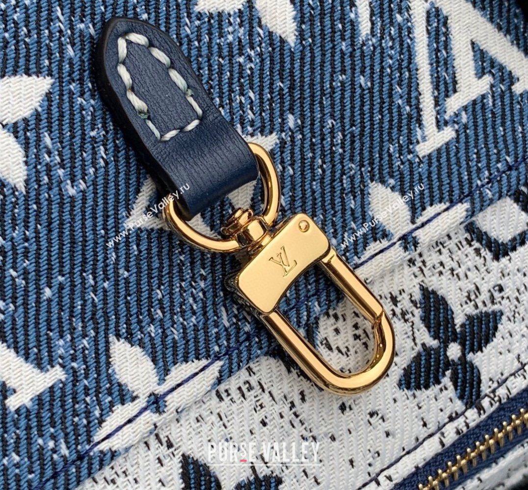 Louis Vuitton Onthego MM Tote Bag in Faded Denim Jacquard M59608 Navy Blue 2022 (KI-22030112)