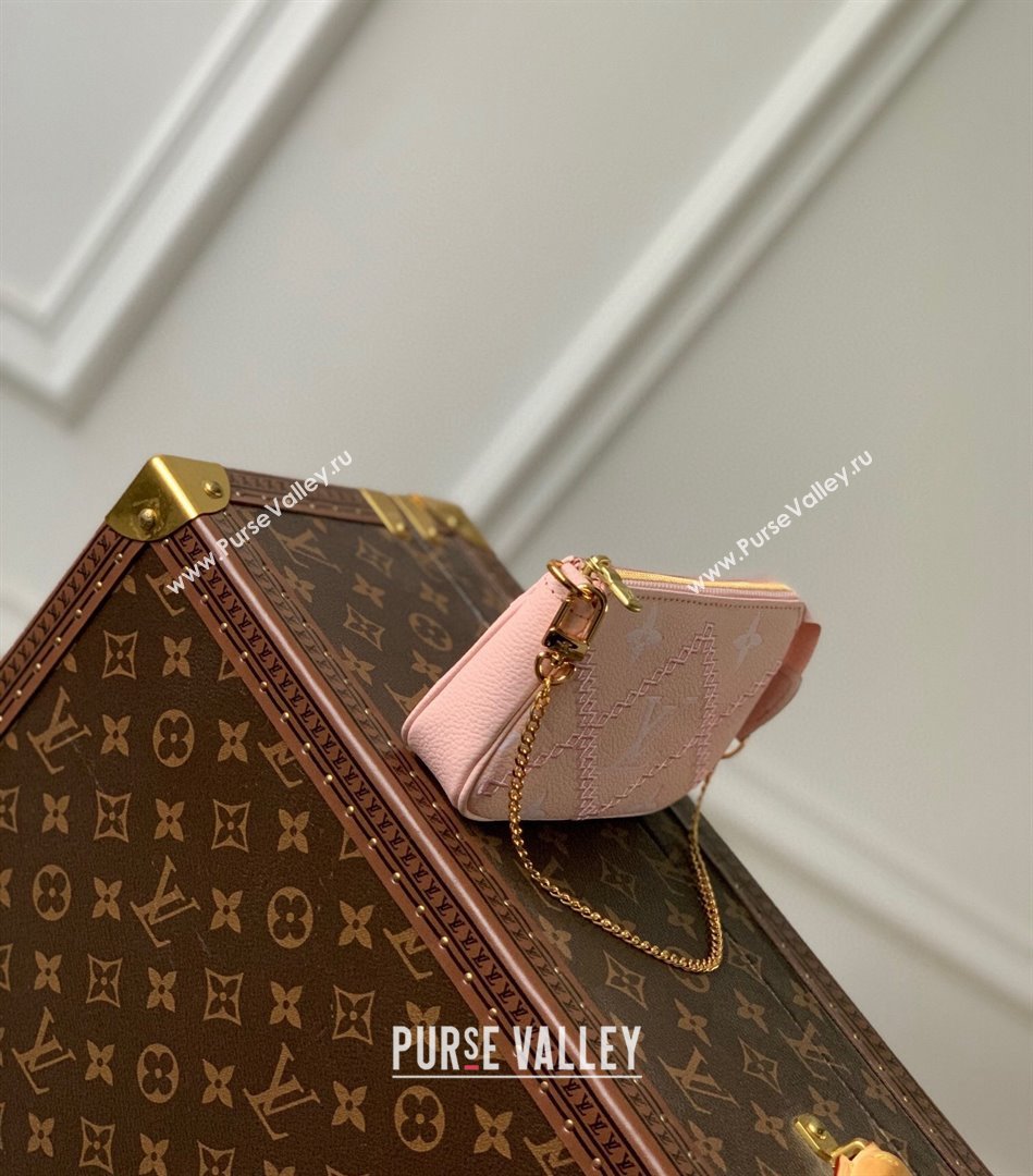 Louis Vuitton Mini Pochette Accessoires Bag in Embroidered Quilted Leather M81140 Pink 2022 (KI-22030113)