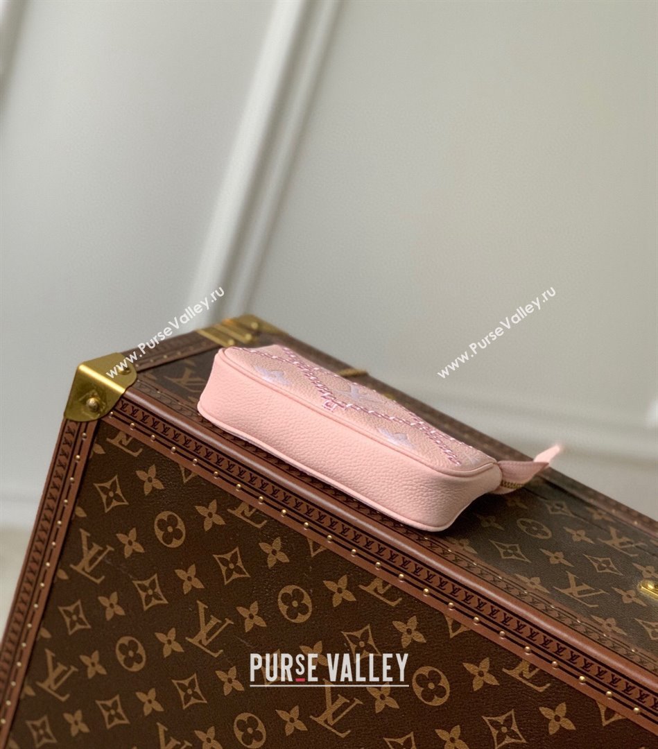 Louis Vuitton Mini Pochette Accessoires Bag in Embroidered Quilted Leather M81140 Pink 2022 (KI-22030113)