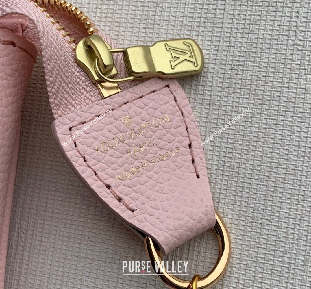 Louis Vuitton Mini Pochette Accessoires Bag in Embroidered Quilted Leather M81140 Pink 2022 (KI-22030113)