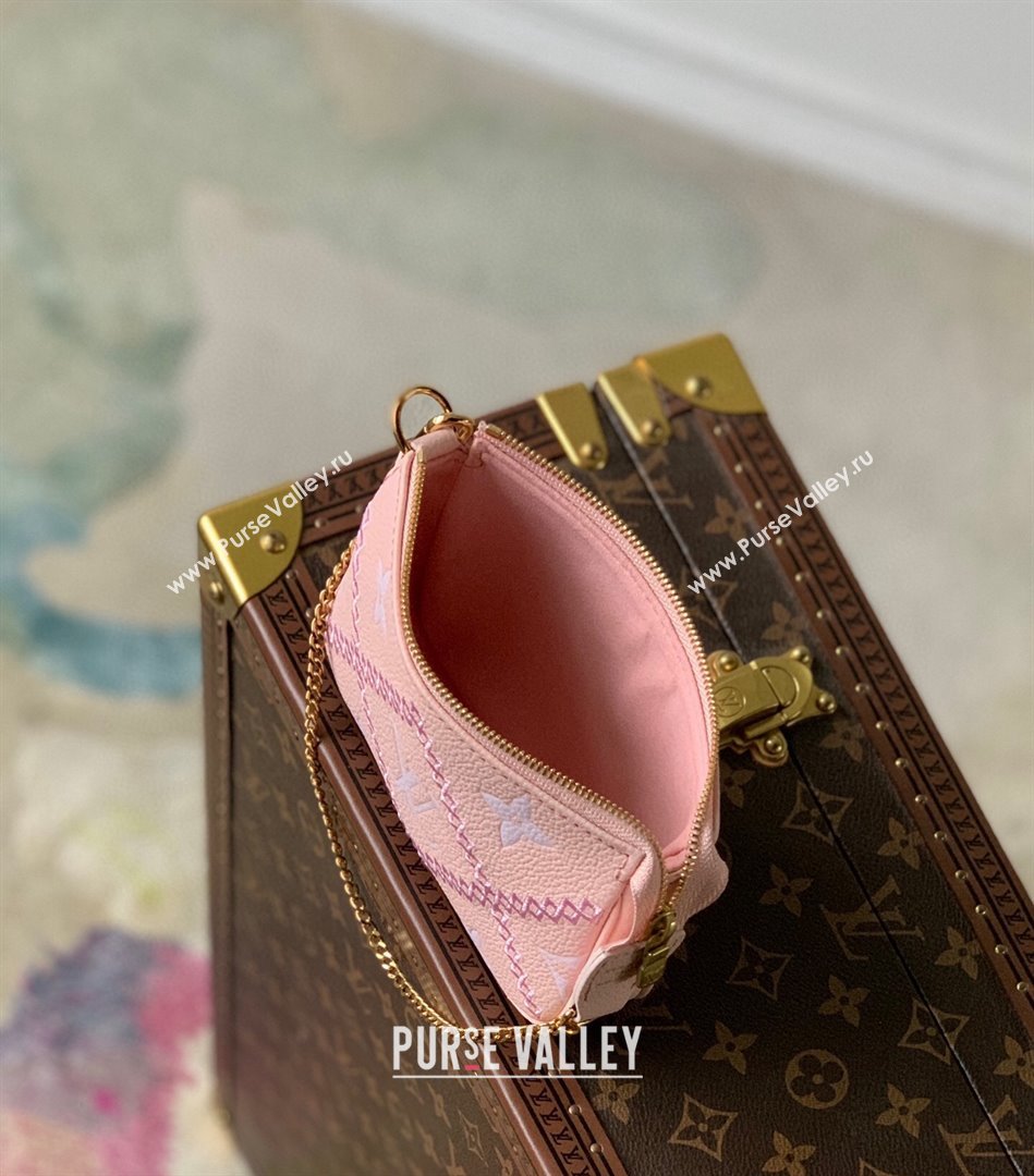 Louis Vuitton Mini Pochette Accessoires Bag in Embroidered Quilted Leather M81140 Pink 2022 (KI-22030113)