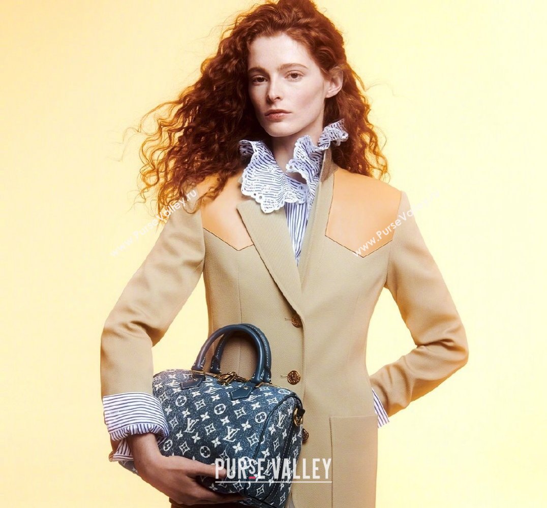 Louis Vuitton Speedy Bandoulière 25 Bag in Faded Denim Jacquard M59609 Navy Blue 2022 (KI-22030111)