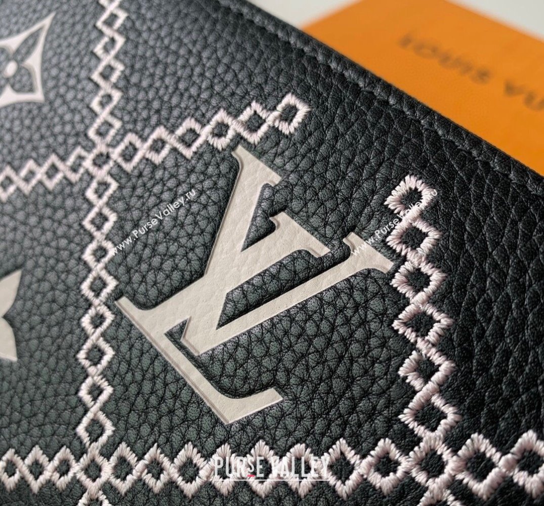 Louis Vuitton Zippy Wallet in Embroidered Quilted Leather M81141 Black 2022 (KI-22031520)