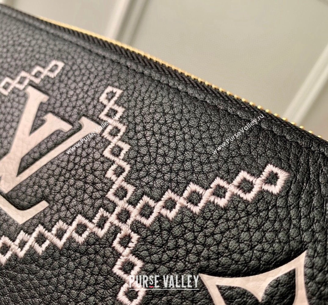Louis Vuitton Zippy Wallet in Embroidered Quilted Leather M81141 Black 2022 (KI-22031520)
