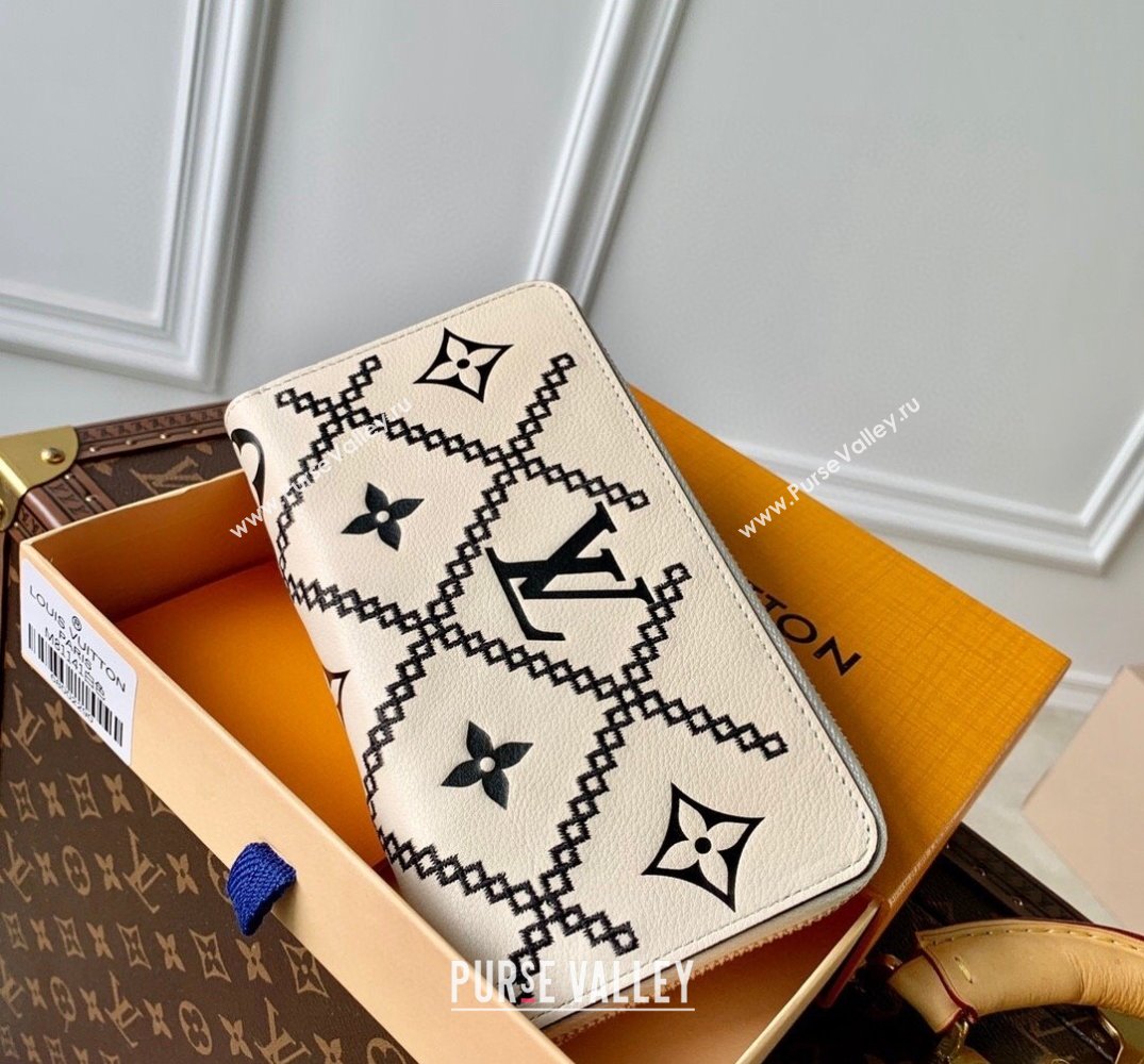 Louis Vuitton Zippy Wallet in Embroidered Quilted Leather M81141 Creme White 2022 (KI-22031518)
