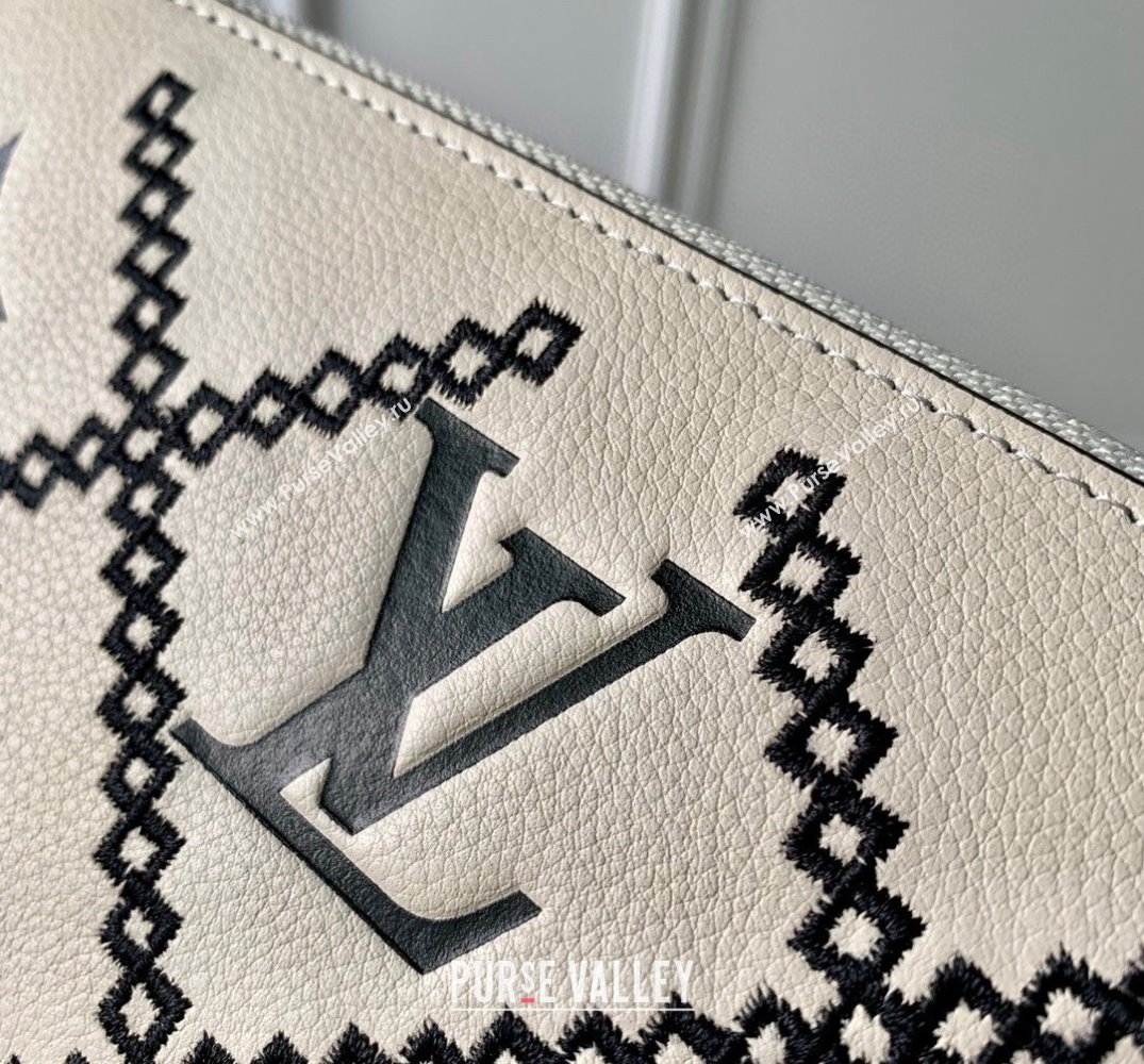 Louis Vuitton Zippy Wallet in Embroidered Quilted Leather M81141 Creme White 2022 (KI-22031518)