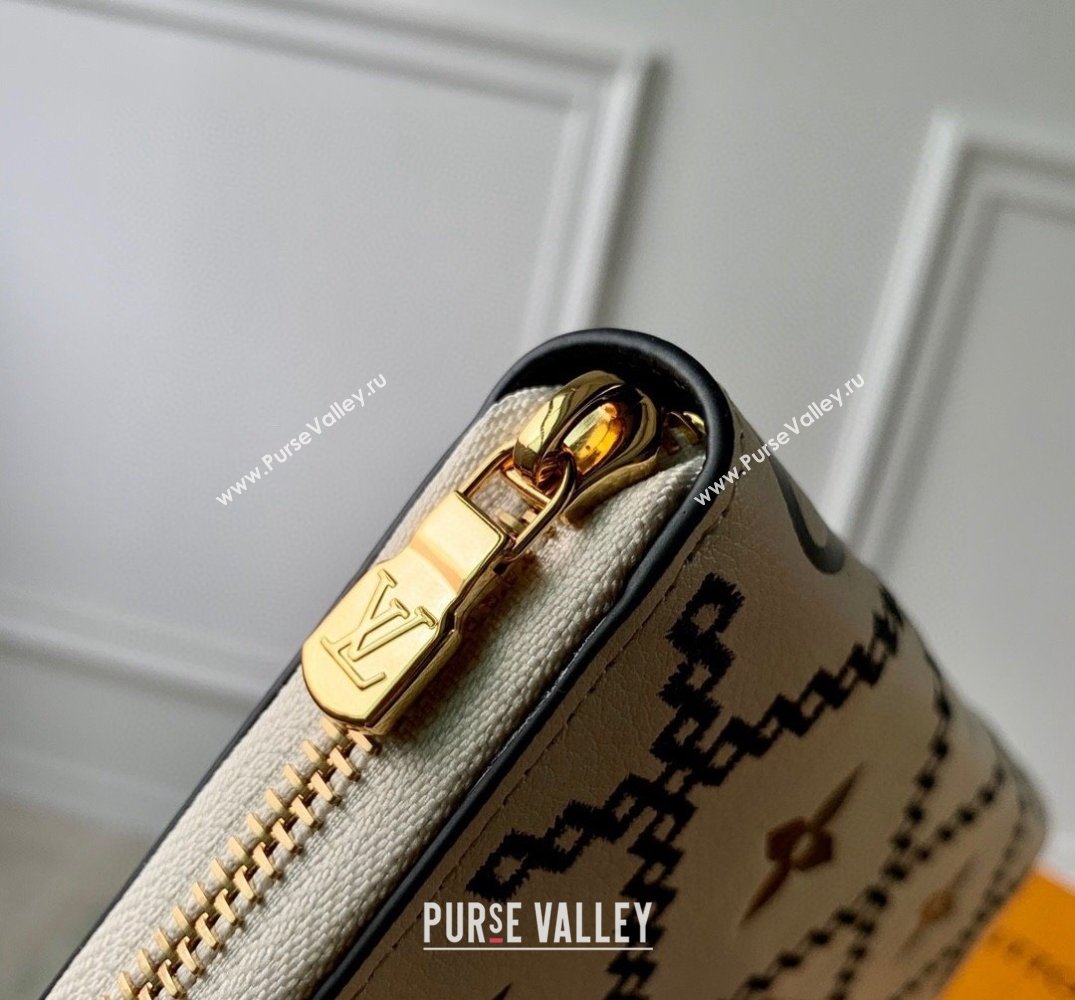 Louis Vuitton Zippy Wallet in Embroidered Quilted Leather M81141 Creme White 2022 (KI-22031518)