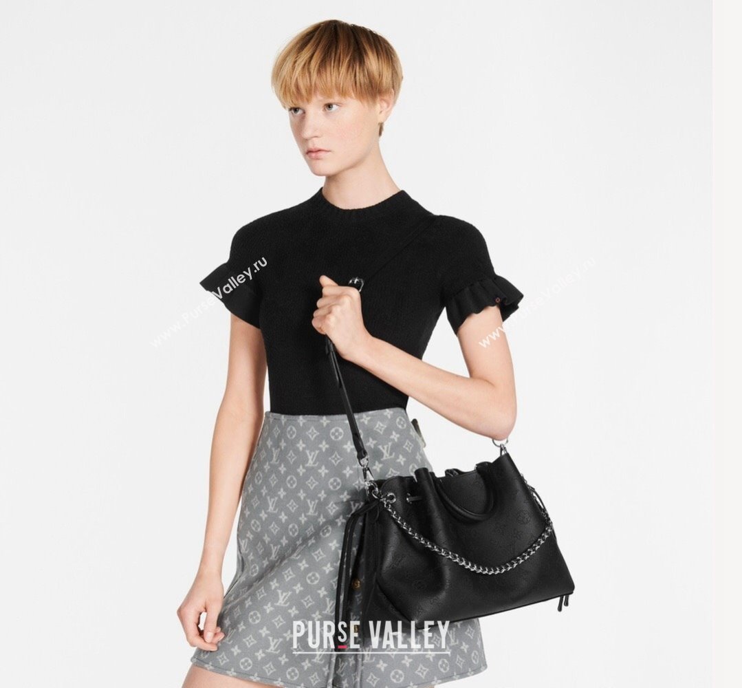 Louis Vuitton Bella Tote Bag in Mahina Perforated Calfskin M59200 Black Leather 2025 (KI-250121023)