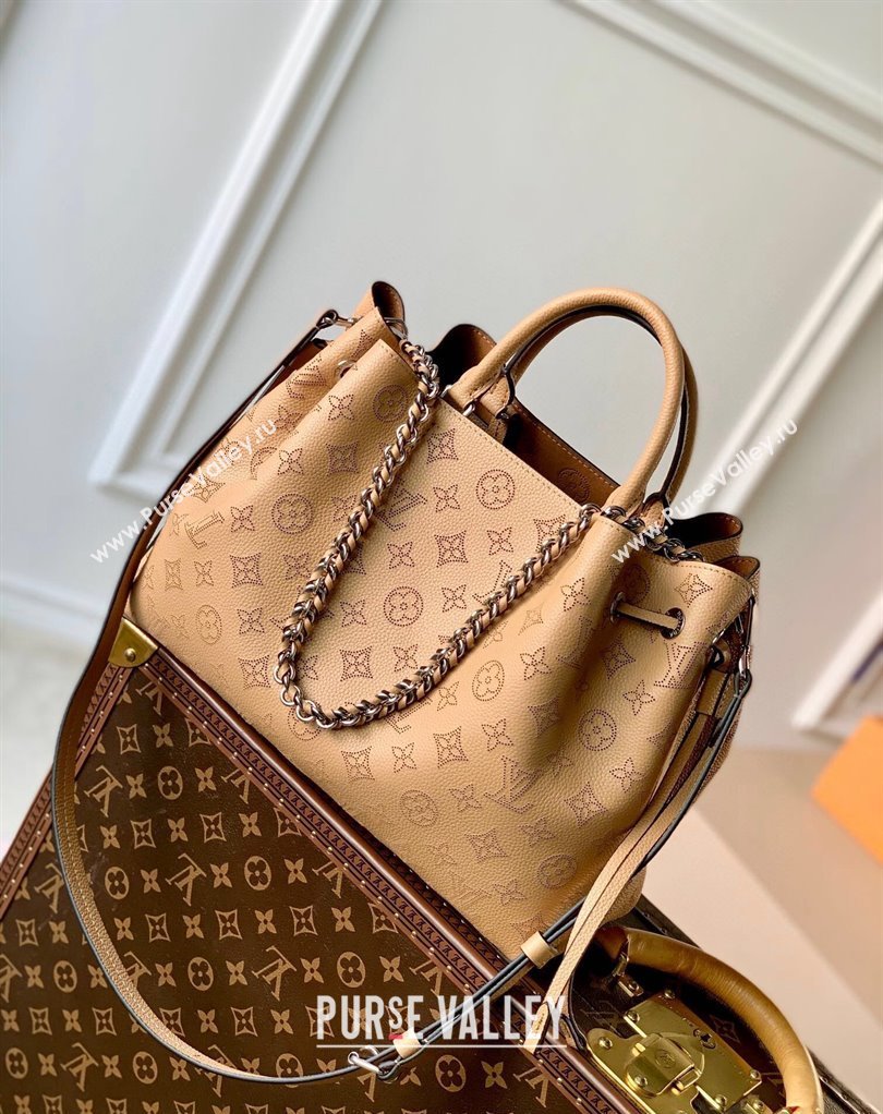 Louis Vuitton Bella Tote Bag in Mahina Perforated Calfskin M59655 Light Brown 2025 (KI-250121022)