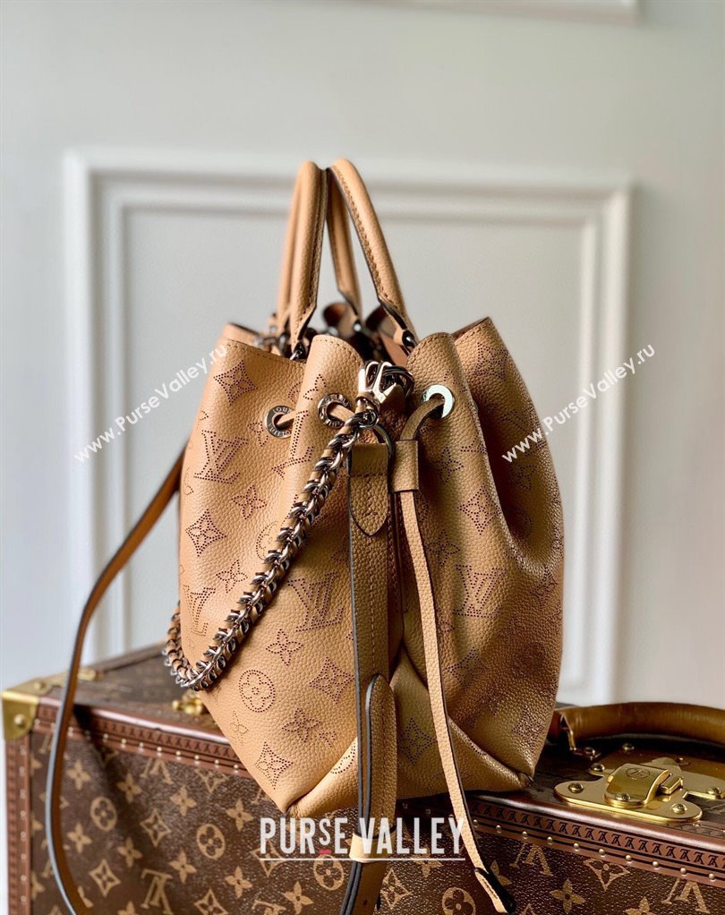 Louis Vuitton Bella Tote Bag in Mahina Perforated Calfskin M59655 Light Brown 2025 (KI-250121022)